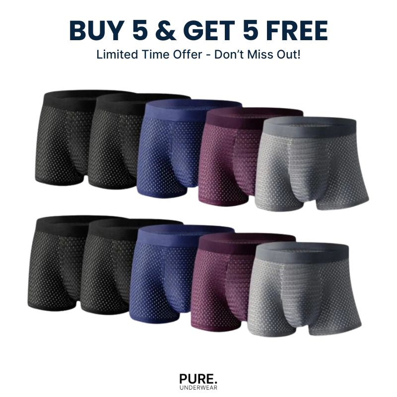 PURE. BAMBOO FIBRE BOXER SHORTS - FOR ALL-DAY COMFORT - PACK OF 2